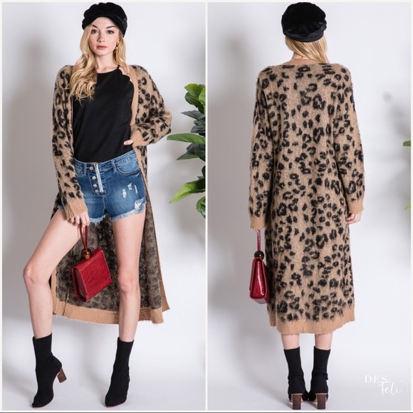 Leopard Print Long Cardigan - Picture 4 of 6